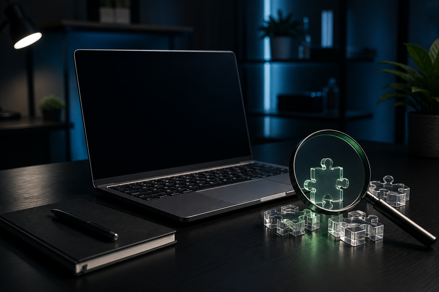 Laptop and browser extension pieces prepared for a security audit