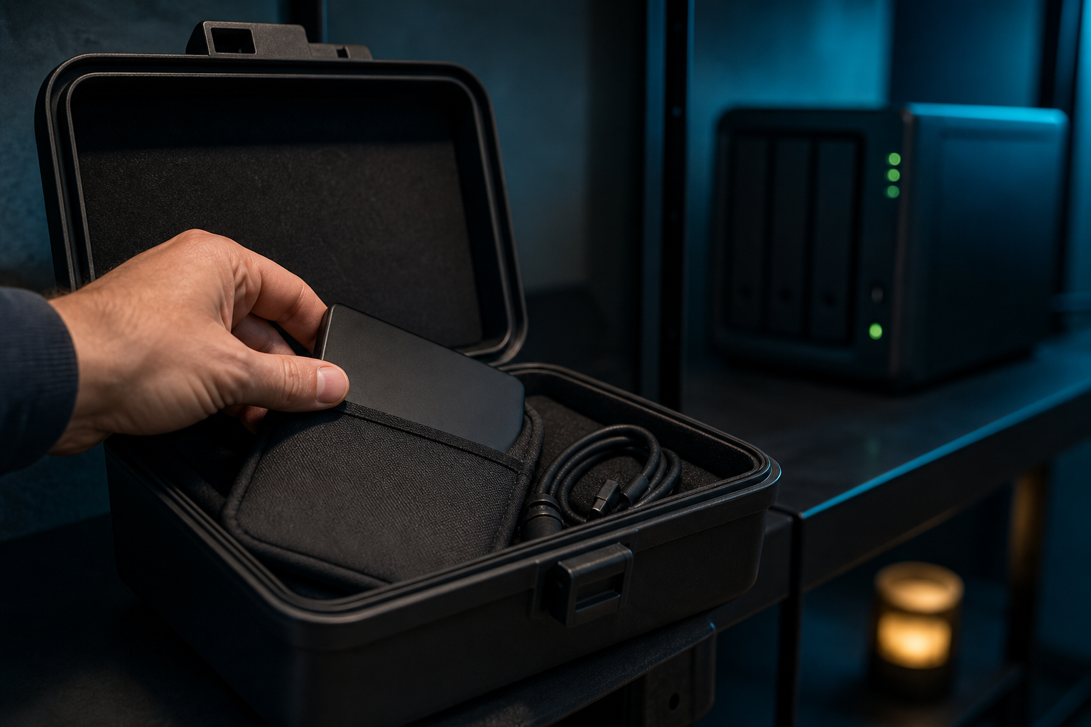 Placing a disconnected backup drive into protected storage