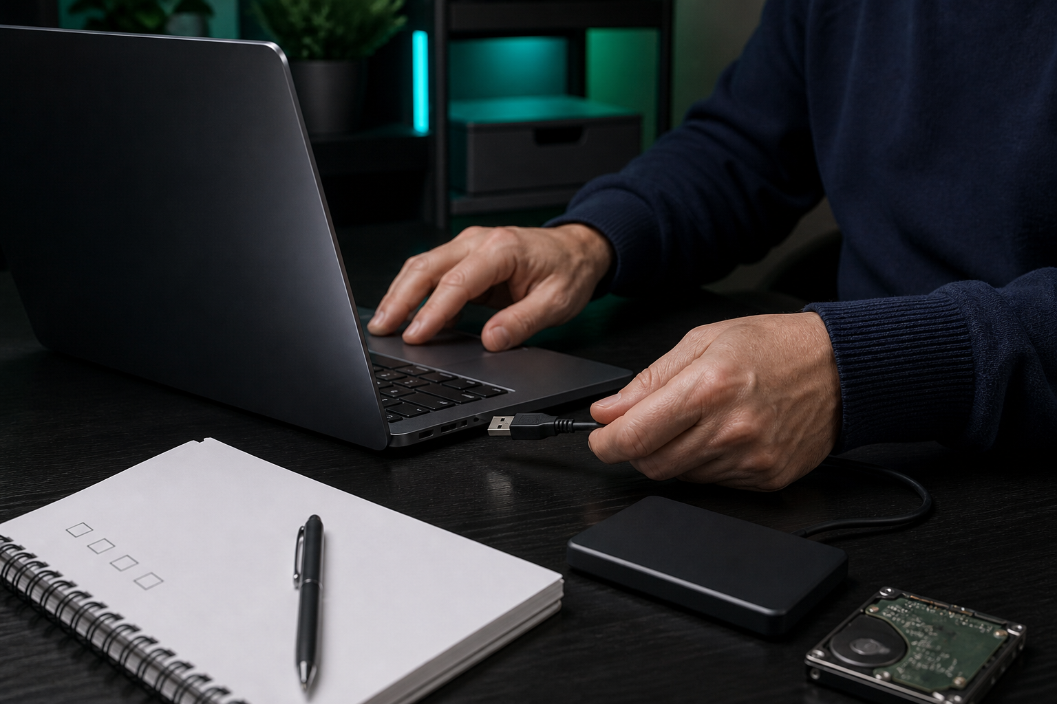 Disconnecting a verified backup before erasing an old laptop