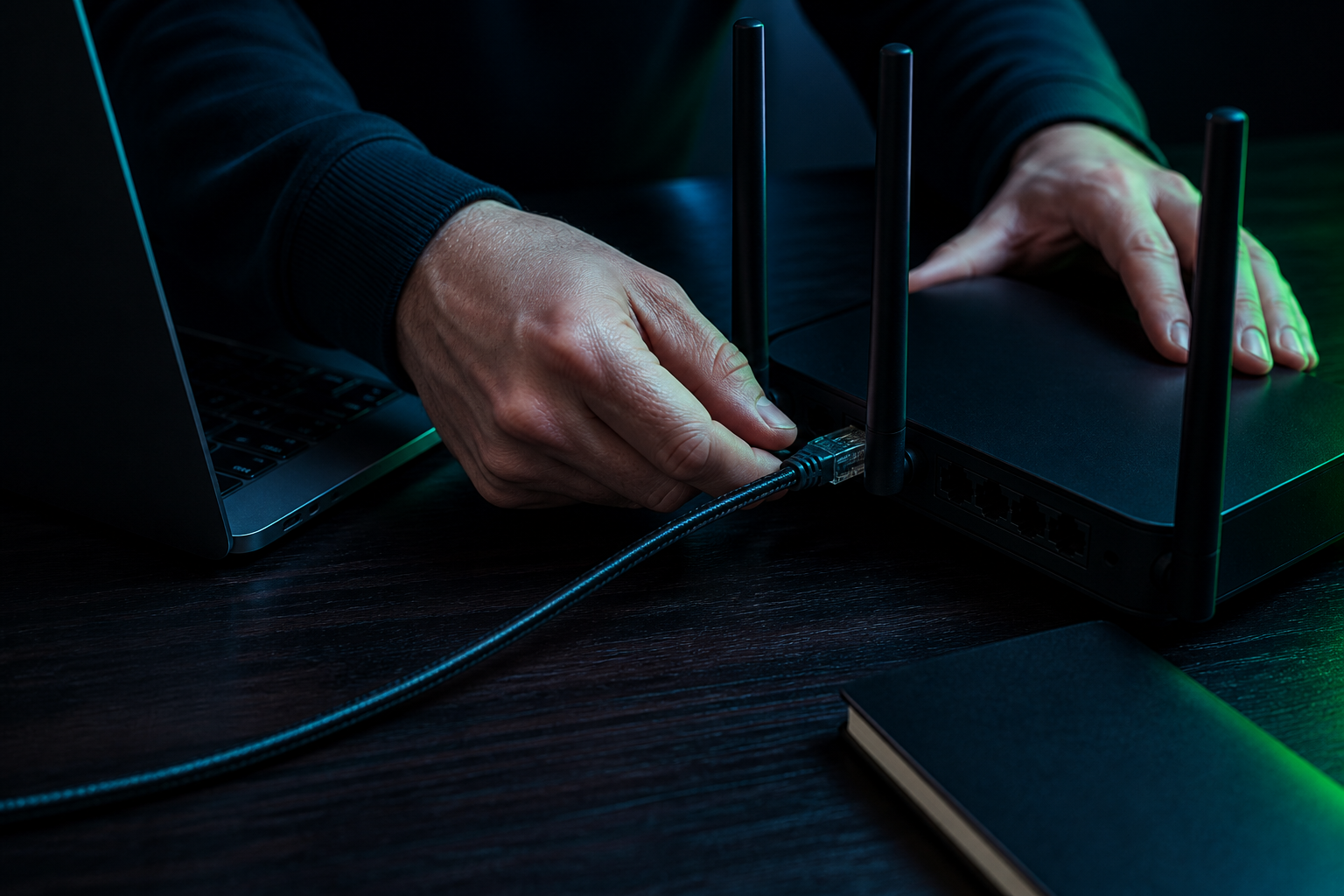 Connecting a trusted laptop directly to an unbranded router before configuration